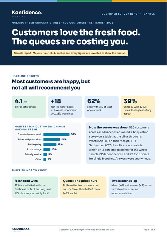 Cover of the sample customer survey report