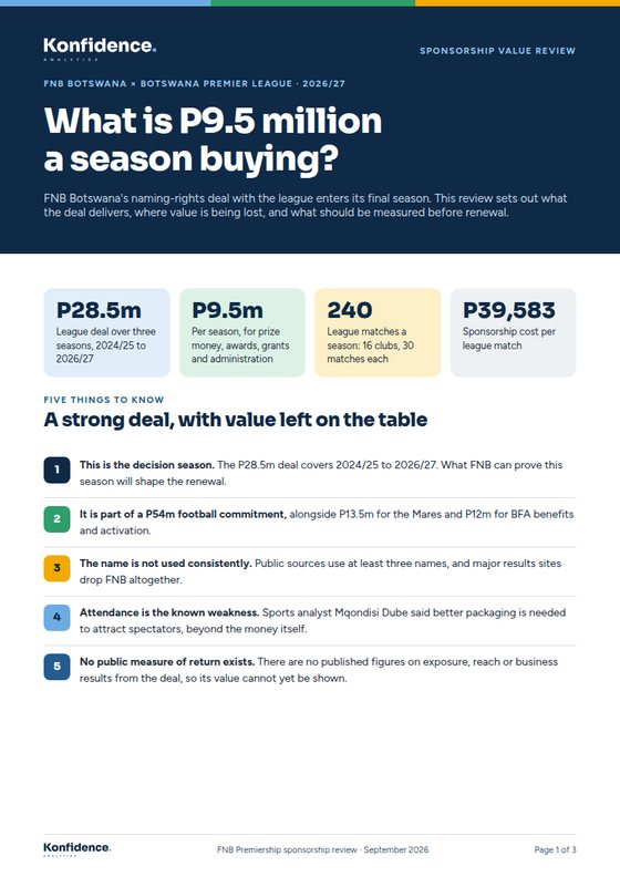 Cover of the FNB Premiership sponsorship value review